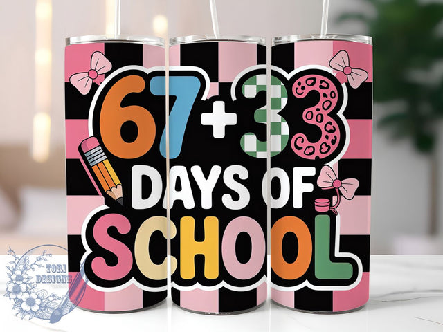 100 Days Survived School Tumbler, 100 Days Celebration, School Theme, Classroom Fun, Teacher Pride, 20Oz Tumbler, Sublimation Wrap Sublimation ToriDesigns 