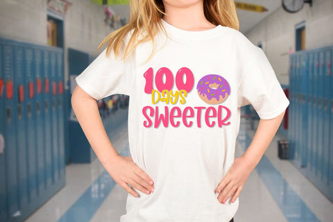 100 Days Sweeter | Donut SVG | 100 Days of School SVG SVG B Renee Design 