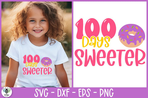 100 Days Sweeter | Donut SVG | 100 Days of School SVG SVG B Renee Design 