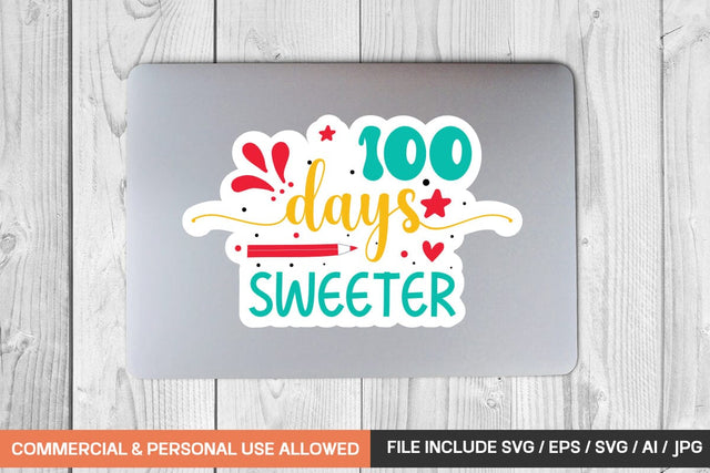 100 Days Sweeter Sticker Svg Design SVG designmaster24 