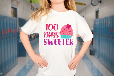 100 Days Sweeter SVG | Cupcake SVG | 100 Days of School SVG SVG B Renee Design 