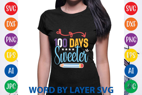 100 Days Sweeter svg design SVG Rafiqul20606 