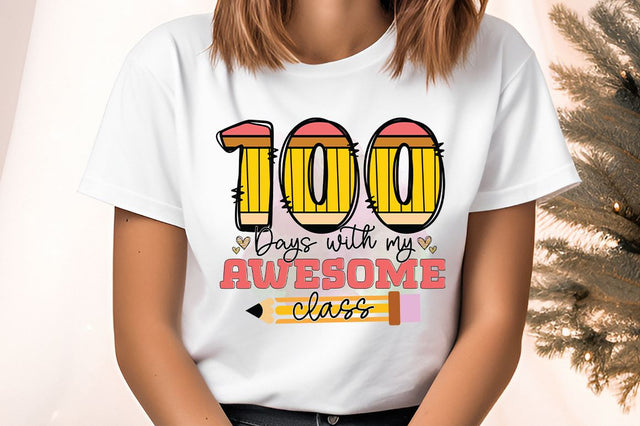 100 days with my awesome class PNG Design Sublimation Designangry 