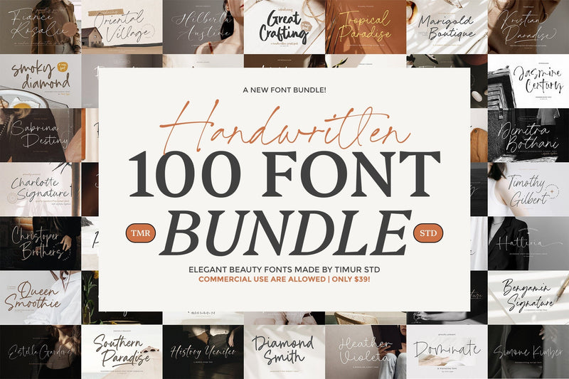 100 Handwittten Font Bundle Font Timur type 