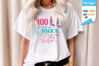 100 Magical Days SVG Cut File, 100 Days of School SVG Design, SVGs,Quotes and Sayings,Food & Drink,On Sale, Print & Cut SVG DesignPlante 503 