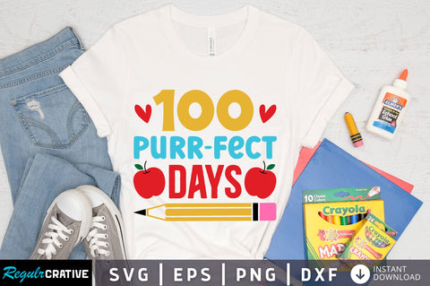 100 purr-fect days Svg Design SVG Regulrcrative 