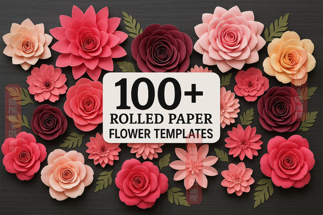 100+ Rolled Paper Flower Templates SVG Bundle SVG MD JOYNAL ABDIN 
