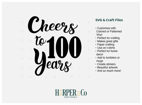 100 Years SVG PNG Cut EPS File SVG HarperNCo 