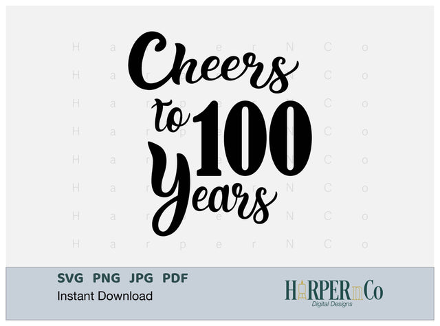 100 Years SVG PNG Cut EPS File SVG HarperNCo 