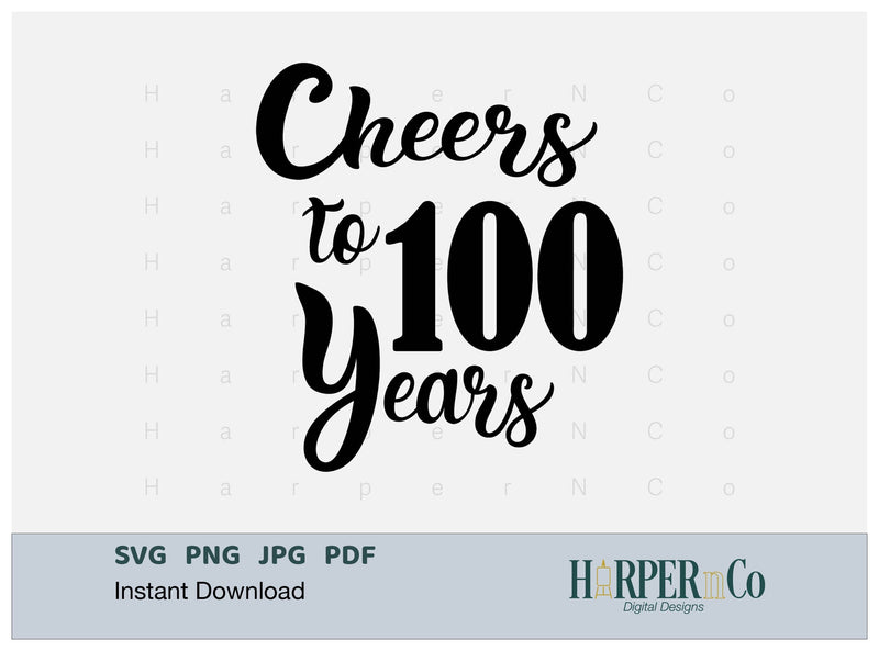 100 Years SVG PNG Cut EPS File SVG HarperNCo 