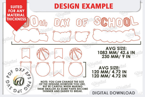 100th Days of School Banner LaserCut. School Banner Sign SVG SVG Evgenyia Guschina 