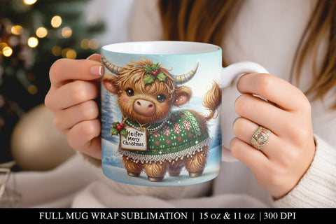 11 & 15 oz Baby Highland Cow Mug Wrap Sublimation Design Sublimation BijouBay 