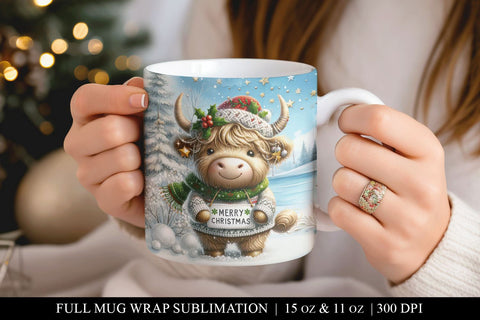 11 & 15 oz Highland Cow Mug Wrap Sublimation Design Sublimation BijouBay 