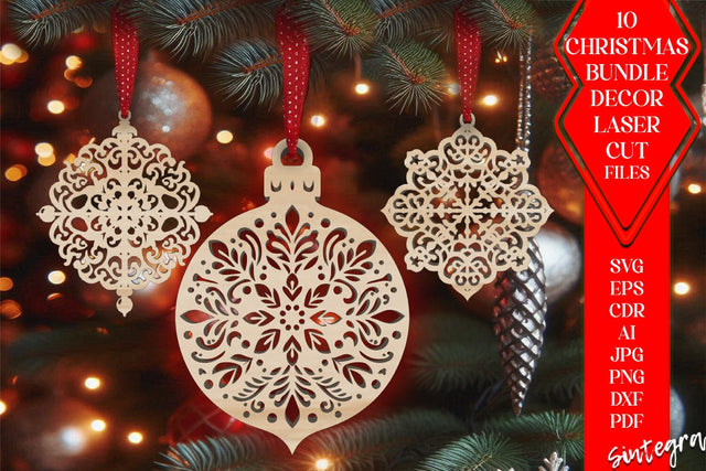 11 Christmas Ornament With Card SVG Laser Cut File Bundle SVG Sintegra 