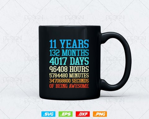 11 Years Of Being Awesome Birthday Svg Png, Retro Vintage Style Happy Birthday Gifts T Shirt Design, Kids Birthday Gift, Birthday Crew Svg SVG DesignDestine 