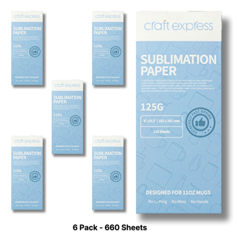 110 Pack Sublimation Transfer Paper Physical Craft Express 4" x 9.5" 6-Pack 