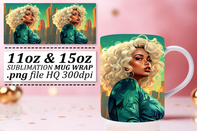 11oz 15oz Afro Woman Beauty Sunset Sublimation afrosvg 