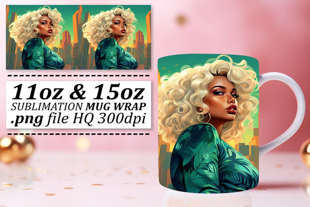 11oz 15oz Afro Woman Beauty Sunset Sublimation afrosvg 