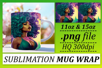 11oz 15oz Melanin Sunset Mug Wrap Sublimation afrosvg 