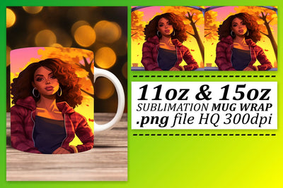 11oz 15oz Sunset Afro Beauty Mug Sublimation afrosvg 