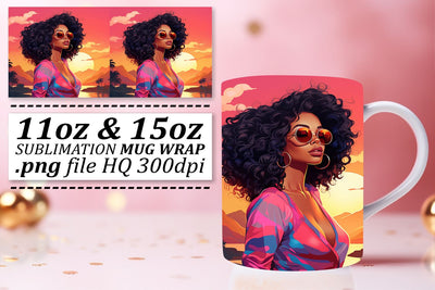 11oz 15oz Sunset Melanin Mug Wrap Sublimation afrosvg 