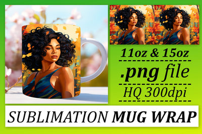 11oz 15oz Sunset Mug Wrap Afro Woman Sublimation afrosvg 