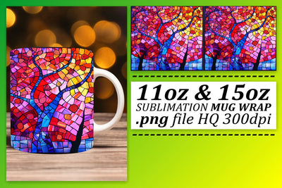 11oz/15oz Colorful Stained Glass Tree Wrap Sublimation Sublimation afrosvg 