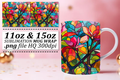 11oz/15oz Colorful Stained Glass Tree Wrap Sublimation Sublimation afrosvg 