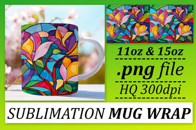 11oz/15oz Colorful Tree Wrap Stained Glass Mug Sublimation Sublimation afrosvg 