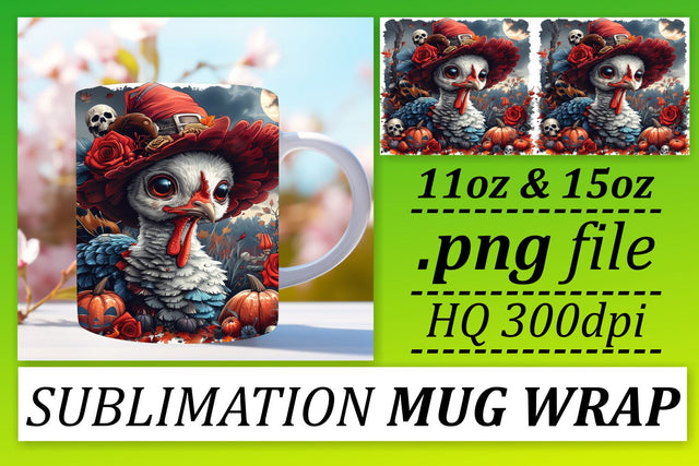11oz/15oz Mug Wrap: Autumn Turkey Sublimation Sublimation afrosvg 