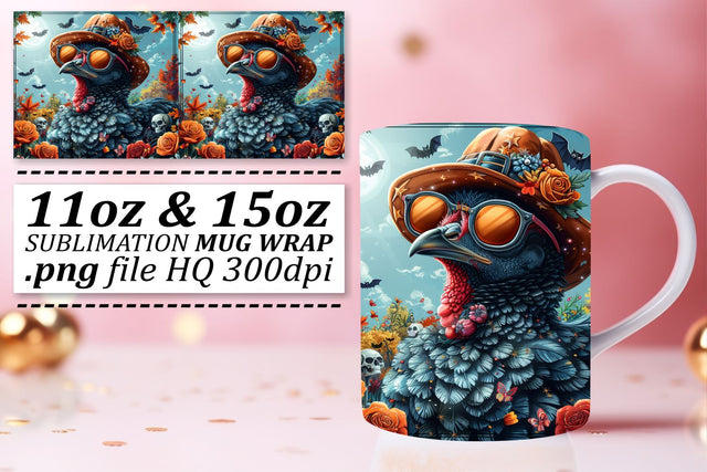 11oz/15oz Mug Wrap: Fall Turkey Design for Sublimation Sublimation afrosvg 