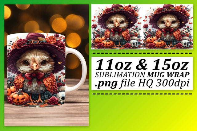11oz/15oz Mug Wrap: Fall Turkey Sublimation Design Sublimation afrosvg 