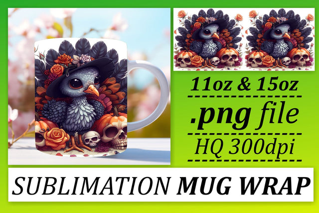 11oz/15oz Mug Wrap: Fall Turkey Sublimation Design Sublimation afrosvg 