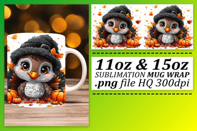 11oz/15oz Mug Wrap Fall Turkey Sublimation Design Sublimation afrosvg 