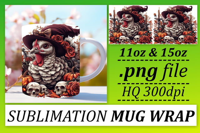 11oz/15oz Mug Wrap Sublimation: Autumn Turkey Design Sublimation afrosvg 