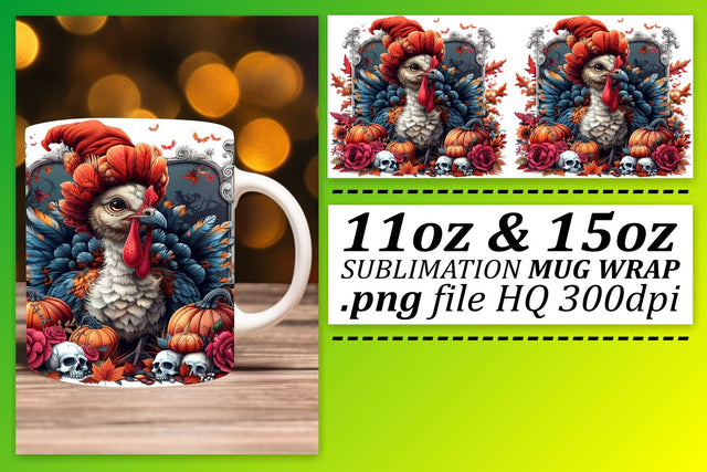 11oz/15oz Mug Wrap: Thanksgiving Turkey Sublimation Sublimation afrosvg 