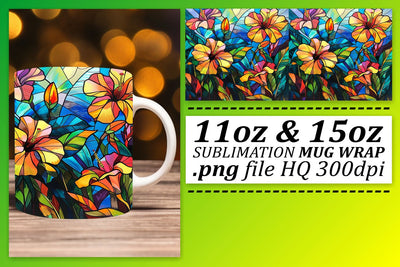 11oz/15oz Stained Glass Tree Mug Wrap Colorful Sublimation Sublimation afrosvg 