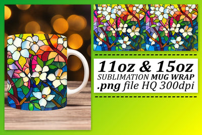 11oz/15oz Wrap Colorful Stained Glass Tree Mug Design Sublimation afrosvg 