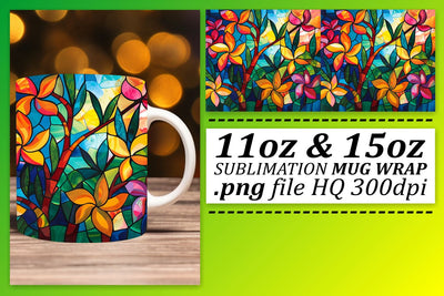 11oz/15oz Wrap Colorful Stained Glass Tree Mug Sublimation Sublimation afrosvg 