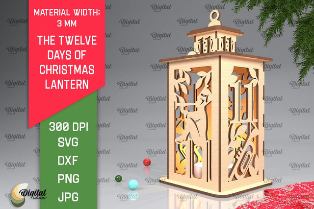 11st Day of Christmas Lantern Laser Cut. Merry Christmas SVG SVG Evgenyia Guschina 