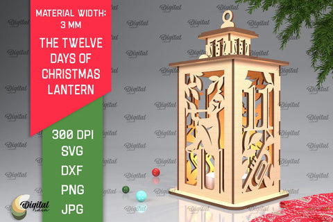 11st Day of Christmas Lantern Laser Cut. Merry Christmas SVG SVG Evgenyia Guschina 