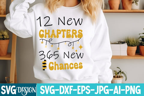 12 New Chapters 365 New Chances SVG Design,New Year SVG Cut File,New Year Svg Design,new Year 2026 svg ,Happy New Year 2026 SVG Design SVG BlackCatsMedia 
