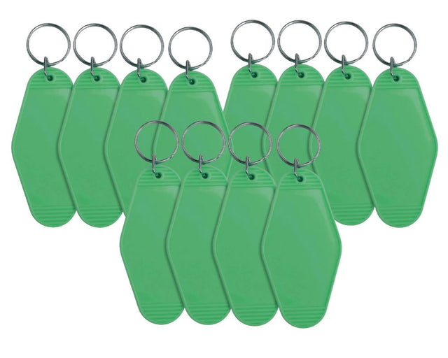 12 Retro Motel Keychains with Silver Ring - Green Physical DIY Craft Warehouse 