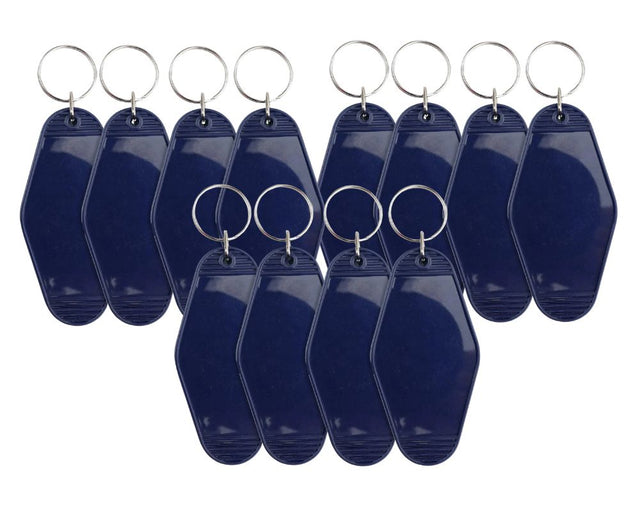 12 Retro Motel Keychains with Silver Ring - Navy Blue Physical DIY Craft Warehouse 