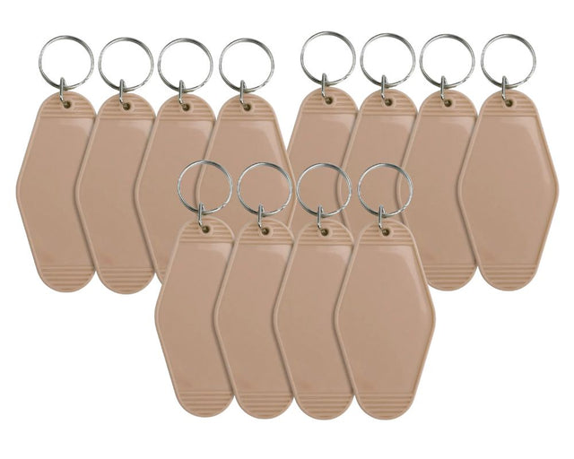 12 Retro Motel Keychains with Silver Ring - Oatmeal Physical DIY Craft Warehouse 