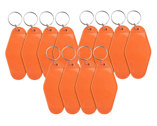 12 Retro Motel Keychains with Silver Ring - Orange Physical DIY Craft Warehouse 
