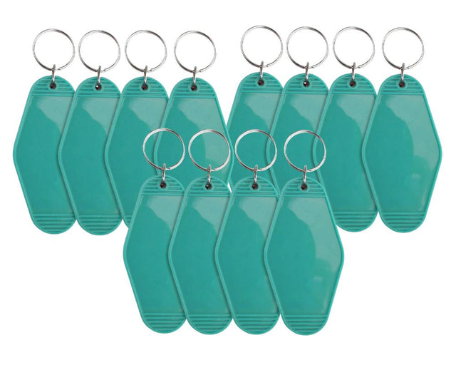 12 Retro Motel Keychains with Silver Ring - Sea Green Physical DIY Craft Warehouse 