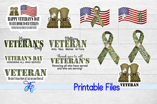 12 Veteran Stickers 3D Paper Family Creations 