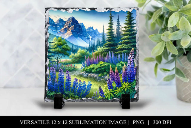 12 x 12 Canadian Rockies Mountain Landscape Illustration Sublimation BijouBay 