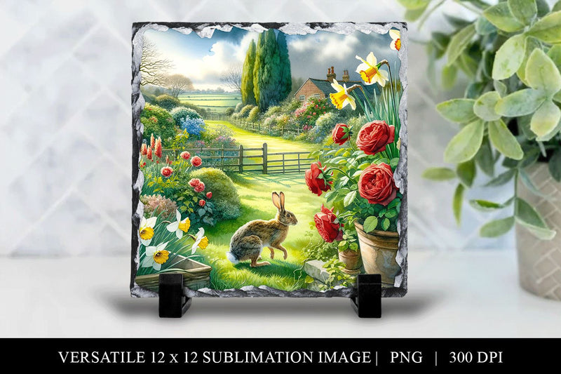 12 x 12 English Countryside Landscape Illustration Sublimation BijouBay 